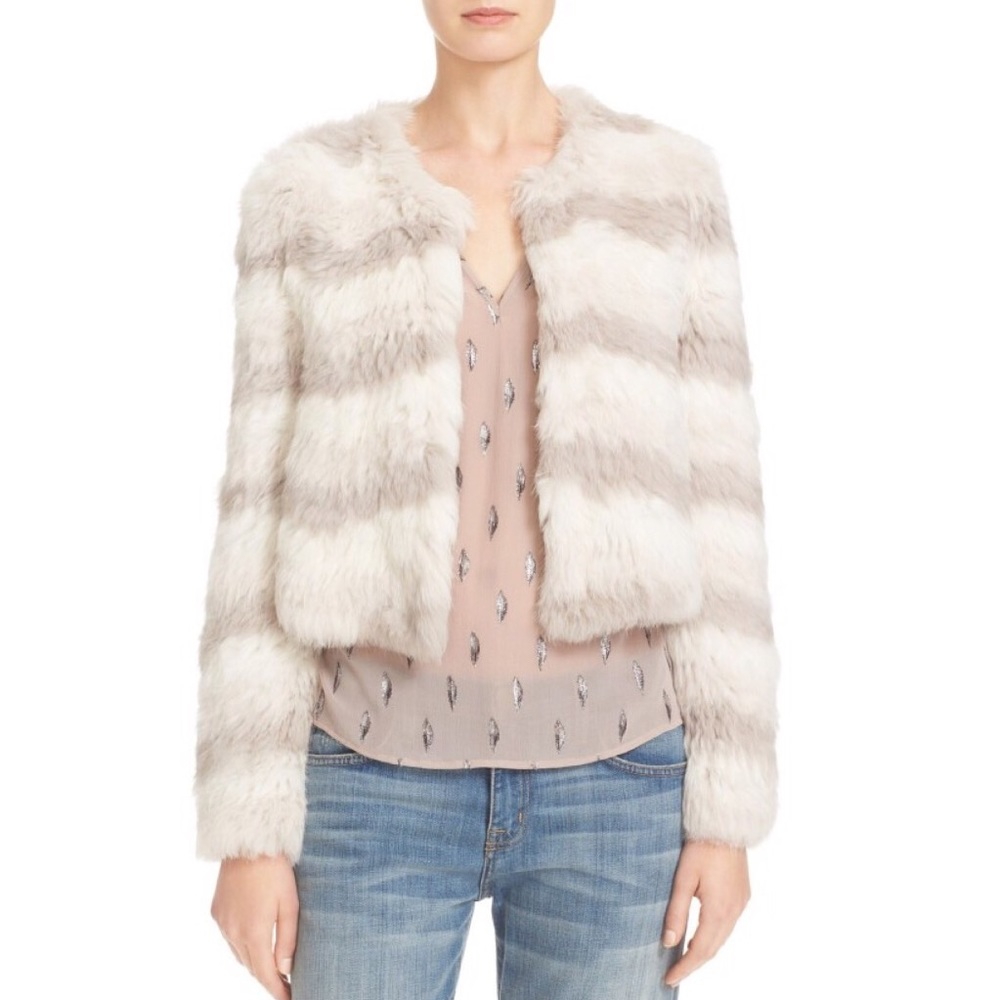 Joie toshi rabbit colorblock rabbit fur jacket
